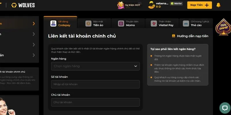 Nạp tiền Debet qua Paywin